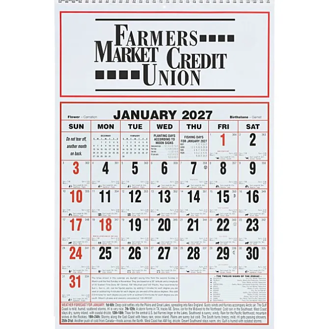 Almanac Wall Calendar - 17 inches x 11 inches