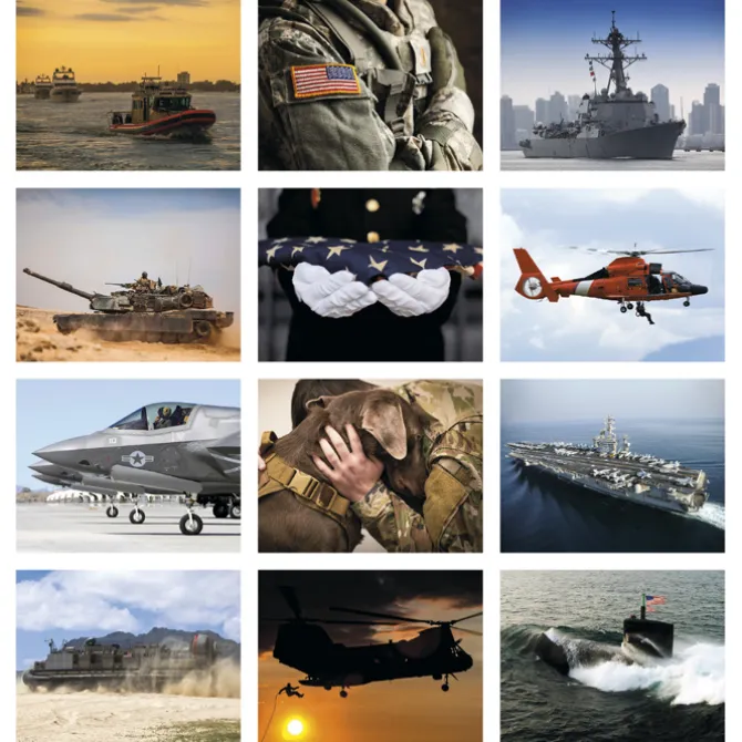 American Armed Forces Wall Calendar - Spiral