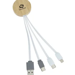 Bamboo Accent Duo Charging Cable - Round
