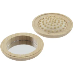 Bamboo Compact Mirror with Brush