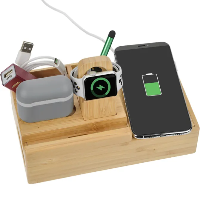 Bamboo Fast Wireless Charging Dock Station