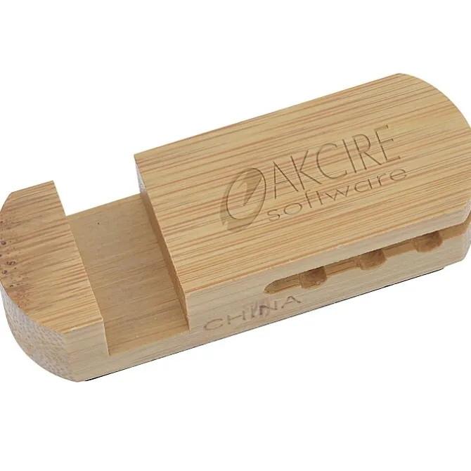 Bamboo Phone Stand and Cable Organizer
