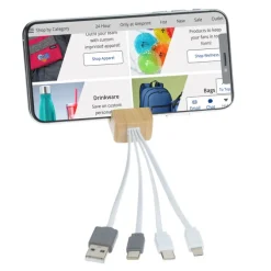 Bamboo Phone Stand Duo Charging Cable