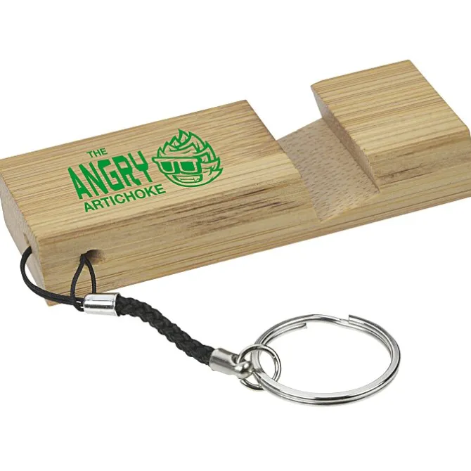 Bamboo Phone Stand Keychain