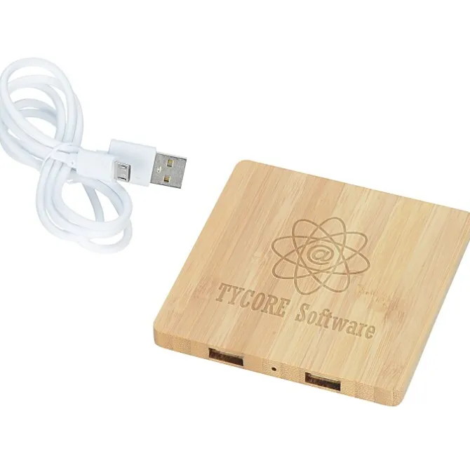 Bamboo Wireless Charging Pad with Hub