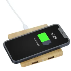 Bamboo Wireless Charging Pad with Hub