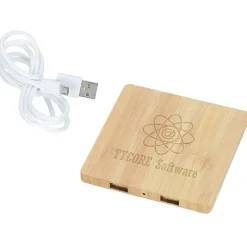 Bamboo Wireless Charging Pad with Hub - 24 hr