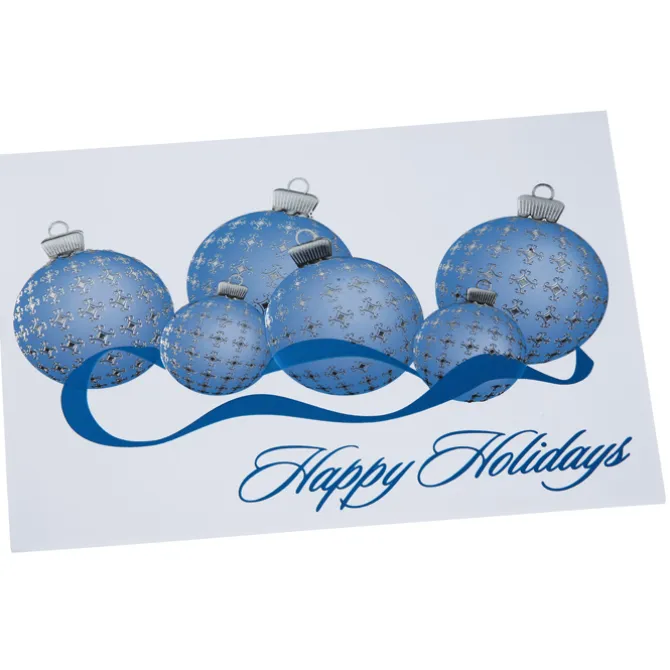 Blue & Silver Ornaments Greeting Card