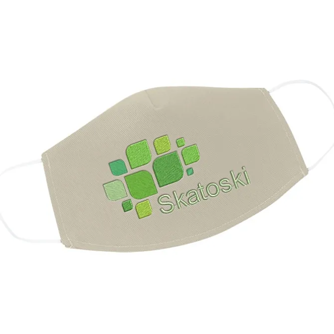 Brushed Cotton Twill Face Mask - Embroidered