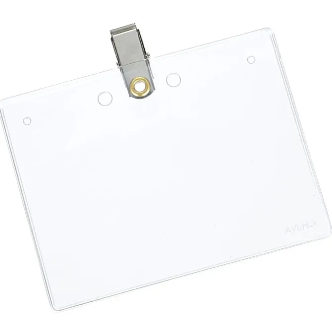 Clear Vinyl Badge Holder with Bulldog Clip - 24 hr