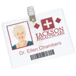 Clear Vinyl Badge Holder with Bulldog Clip - 24 hr