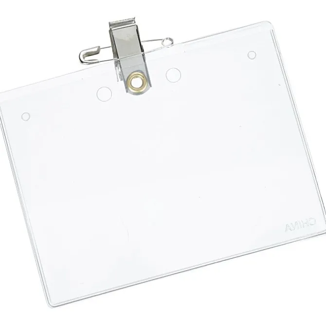 Clear Vinyl Badge Holder with Pin and Bulldog Clip - 24 hr