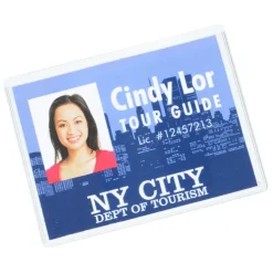 Clear Vinyl Badge Holder with Pin - 24 hr