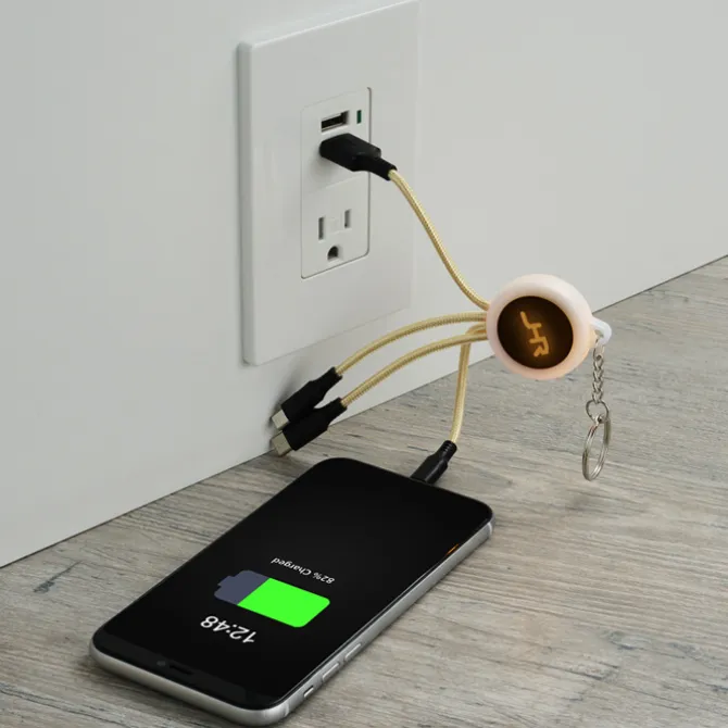 Color Changing Light-Up Logo Charging Cable Keychain