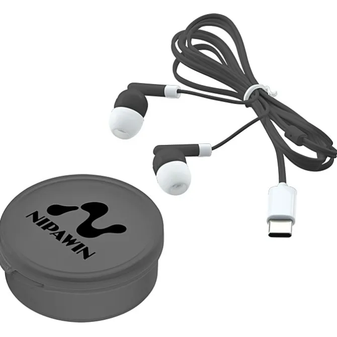 Colorful USB-C Earbuds with Traveler Case