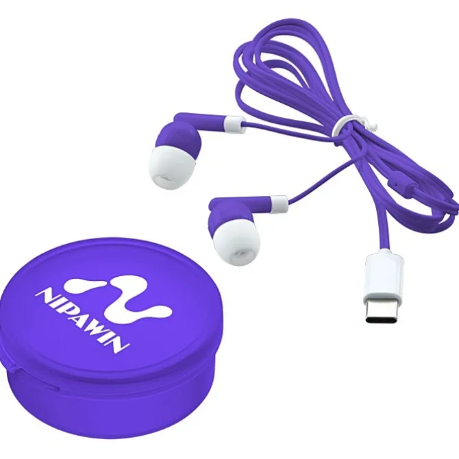 Colorful USB-C Earbuds with Traveler Case