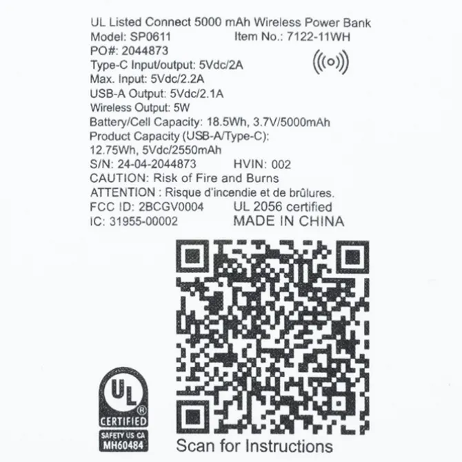 Connect Wireless Power Bank - 5000 mAh