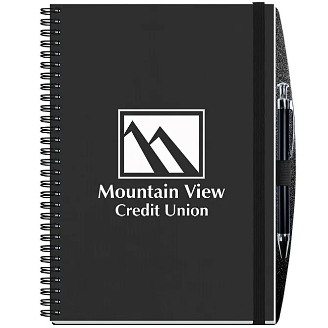 Corded Paperboard Journal with Pen - 10 inches x 7 inches - 50 sheet