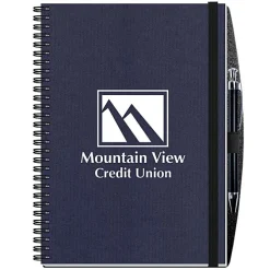 Corded Paperboard Journal with Pen - 10 inches x 7 inches - 50 sheet