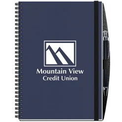 Corded Paperboard Journal with Pen - 10 inches x 7 inches - 50 sheet