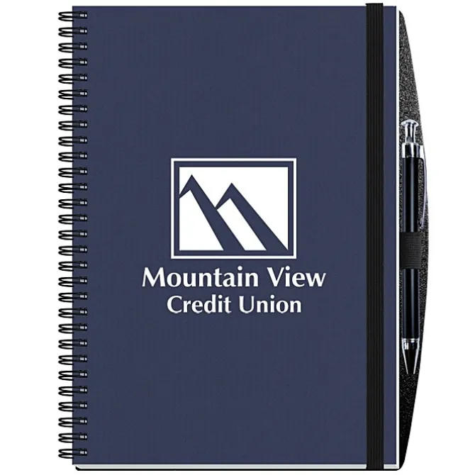 Corded Paperboard Journal with Pen - 10 inches x 7 inches - 50 sheet