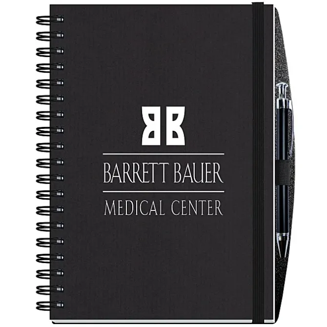Corded Paperboard Journal with Pen - 10 inches x 7 inches - 100 sheet