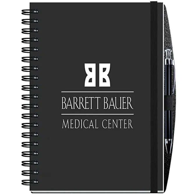 Corded Paperboard Journal with Pen - 10 inches x 7 inches - 100 sheet