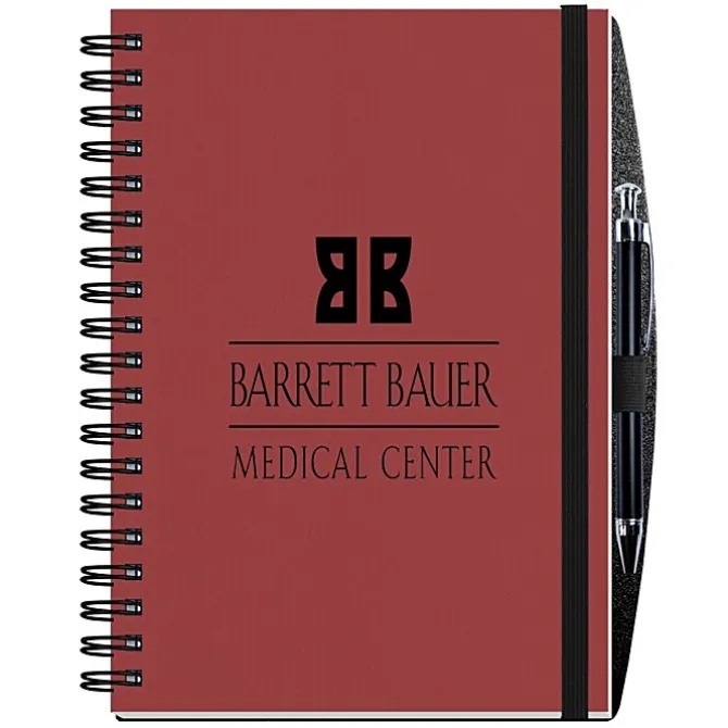 Corded Paperboard Journal with Pen - 10 inches x 7 inches - 100 sheet