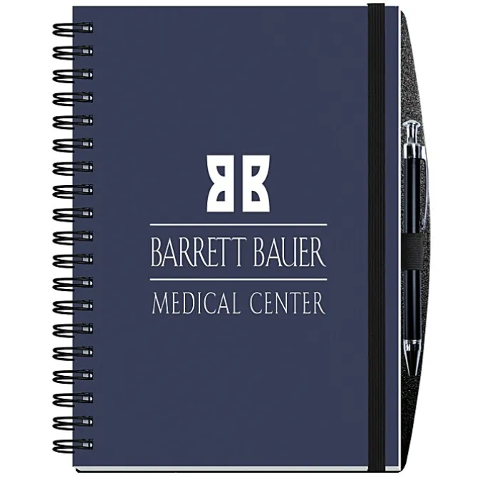 Corded Paperboard Journal with Pen - 10 inches x 7 inches - 100 sheet