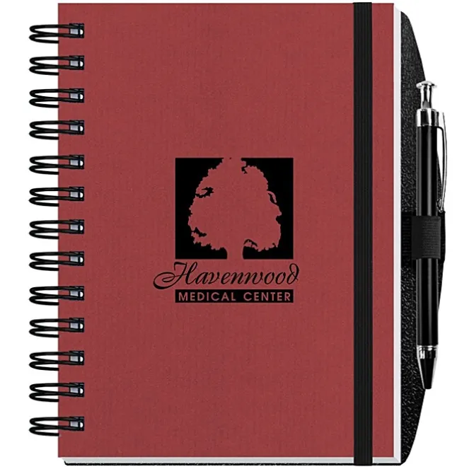 Corded Paperboard Journal with Pen - 7 inches x 5 inches - 100 sheet