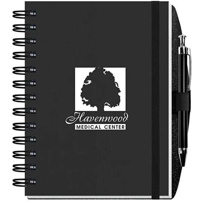 Corded Paperboard Journal with Pen - 7 inches x 5 inches - 100 sheet