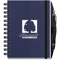 Corded Paperboard Journal with Pen - 7 inches x 5 inches - 100 sheet