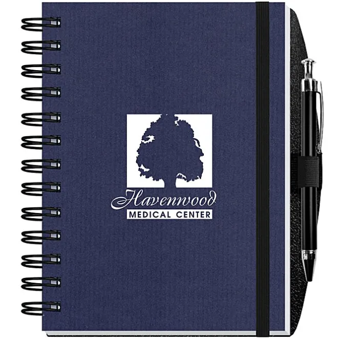 Corded Paperboard Journal with Pen - 7 inches x 5 inches - 100 sheet