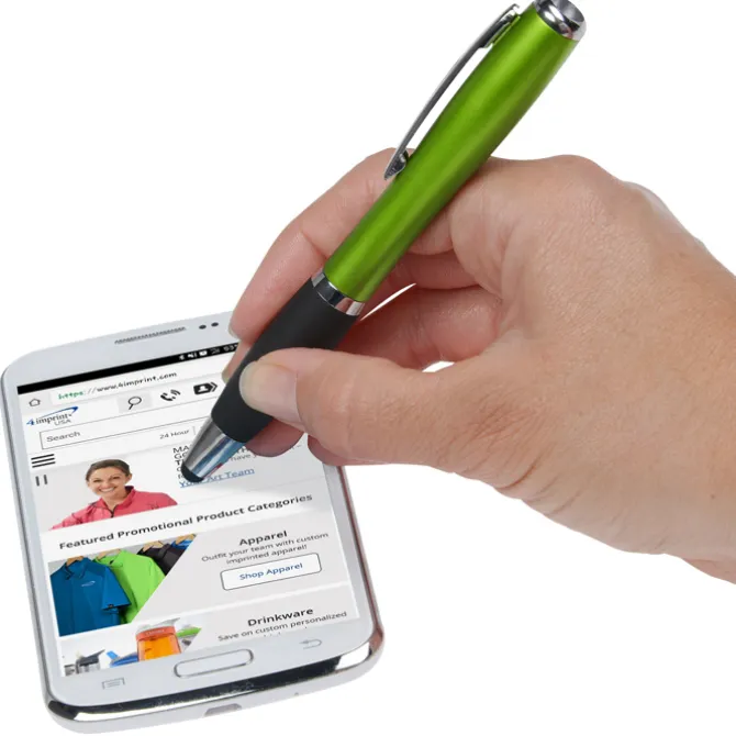 Curvy Stylus Twist Pen with Flashlight