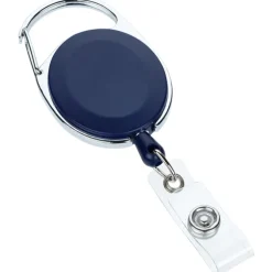 Domed Oval Metal Retractable Badge Holder with Carabiner