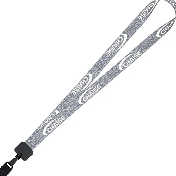 Dye-Sub Lanyard - 3/4 inches - 32 inches - Large Metal Bulldog Clip - Damask