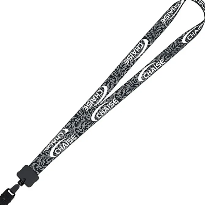 Dye-Sub Lanyard - 3/4 inches - 32 inches - Large Metal Bulldog Clip - Damask