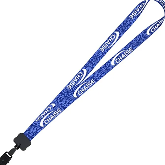 Dye-Sub Lanyard - 3/4 inches - 32 inches - Large Metal Bulldog Clip - Damask - 24 hr