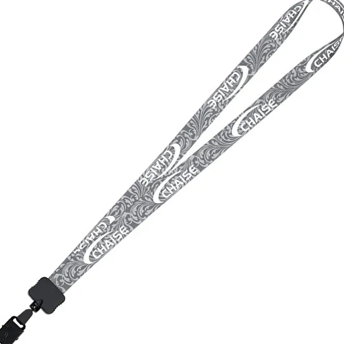 Dye-Sub Lanyard - 3/4 inches - 32 inches - Large Metal Bulldog Clip - Damask - 24 hr