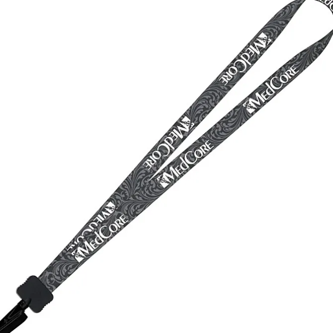 Dye-Sub Lanyard - 3/4 inches - 32 inches - Plastic Bulldog Clip - Damask