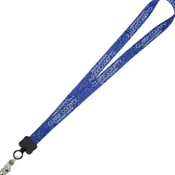 Dye-Sub Lanyard - 3/4 inches - 32 inches - Snap with Metal Bulldog Clip - Damask - 24 hr