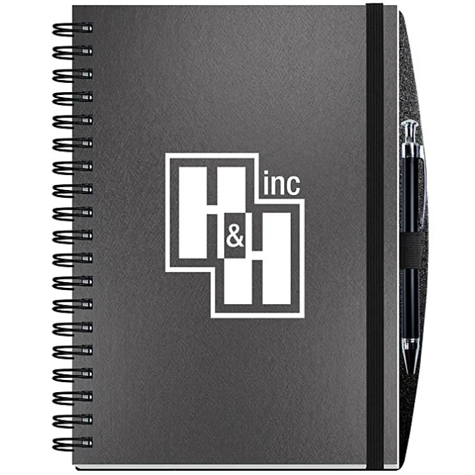 Elite Metallic Paperboard Journal with Pen - 10 inches x 7 inches -100 sheet