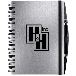 Elite Metallic Paperboard Journal with Pen - 10 inches x 7 inches -100 sheet