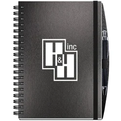 Elite Metallic Paperboard Journal with Pen - 10 inches x 7 inches -100 sheet