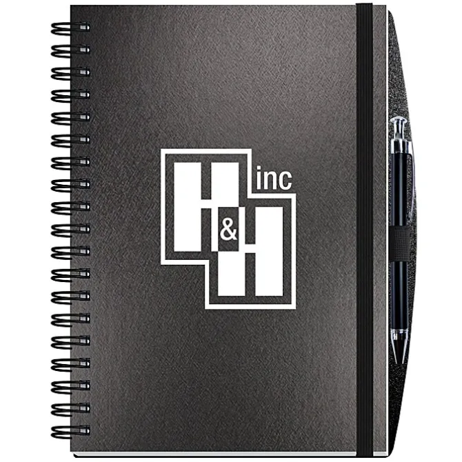 Elite Metallic Paperboard Journal with Pen - 10 inches x 7 inches -100 sheet