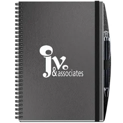 Elite Metallic Paperboard Journal with Pen - 10 inches x 7 inches -50 sheet