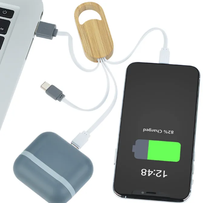 Ellipse Bamboo Accent Duo Charging Cable