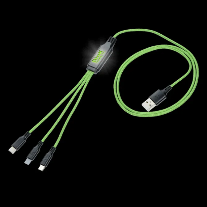 3-foot Metallic Charging Cable - Light-Up Logo