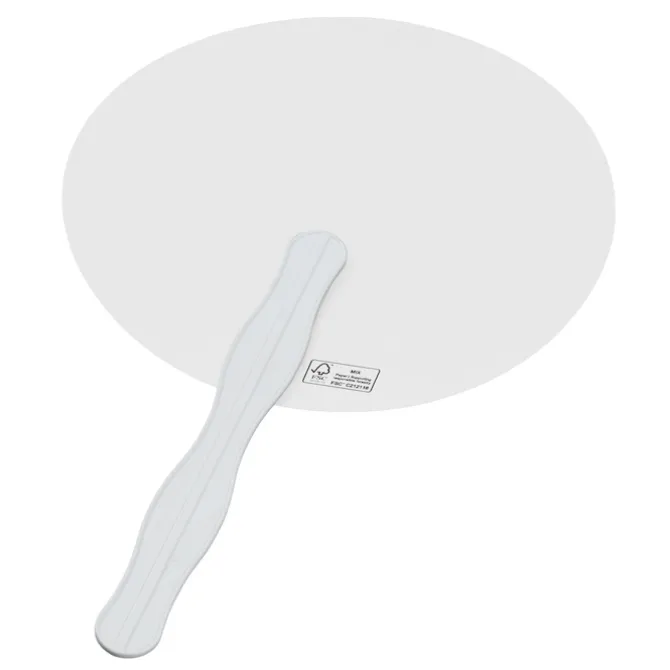 Full Color Hand Fan with Plastic Handle - Round