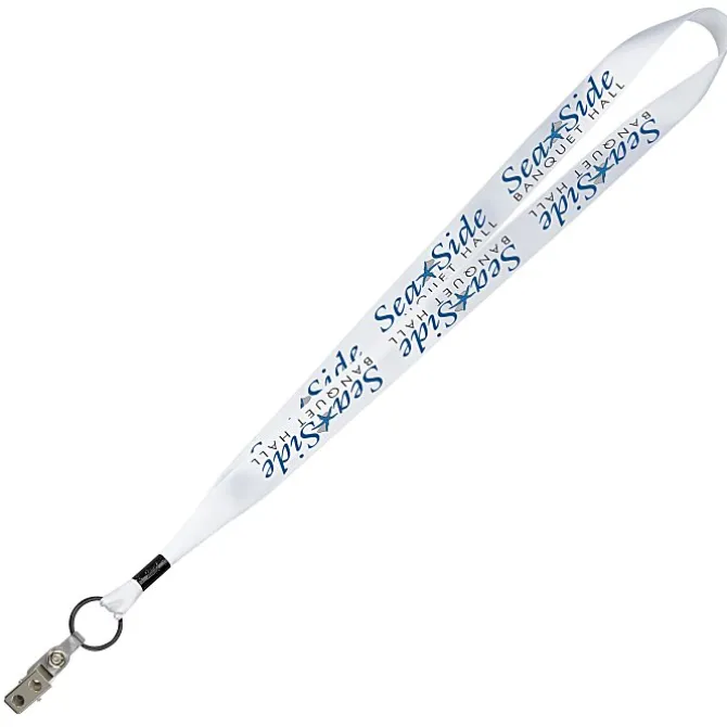 Full Color Ribbon Lanyard - 7/8 inch - 34 inches - Snap with Metal Bulldog Clip